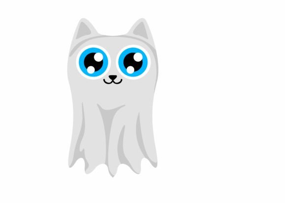 Adorable Halloween Embroidery: Cute Ghost Cat SVG