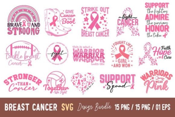Breast Cancer SVG PNG Design Bundle for Creative Graphics