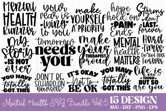 Mental Health SVG Bundle Vol-5 for Graphics and Crafts