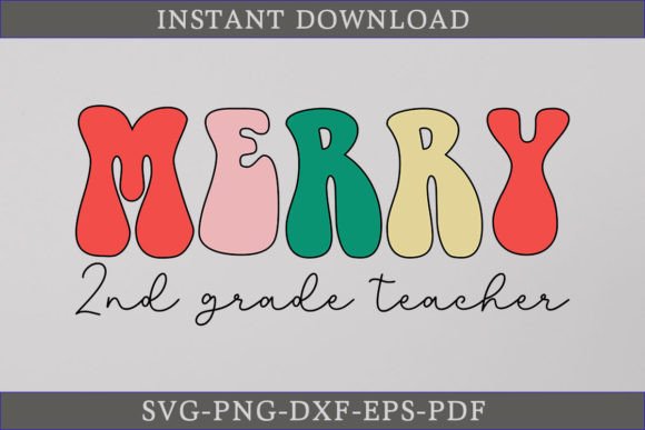 Merry 2nd Grade Teacher Retro SVG: A Graphics Gem for Crafts